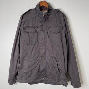 Field Scout Gray Men’s Utility Jacket 100% Cotton Full Zip Button Front Size XL